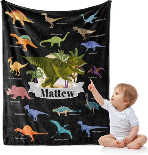 Vista 13 de J&SBGFT Manta de Bebé Personalizada para Niños - Manta con Nombre Personalizado para Niños Pequeños, Niños - Manta Decorativa de Guardería Cochecito