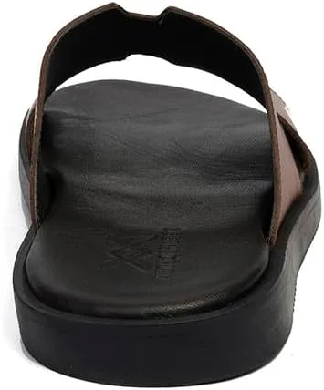 Vista 4 de Marrkesh - Pantuflas cómodas de cuero para hombre Plantilla acolchada y suela de goma duradera
