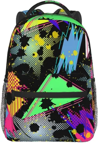 Vista 7 de Mochila retro de los años 80 y 90, bonitas bolsas para laptop, bolsas de hombro, viajes, senderismo, camping, mochila para hombres y mujeres