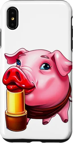 Vista 11 de Funda para iPhone 17 con lápiz labial para niñas en un cerdo