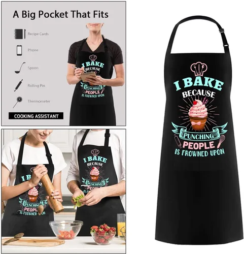 Vista 4 de Delantal de hornear para mujeres I Baking Because People Is Frowned, regalos para hombres, mujeres, familiares y amigos