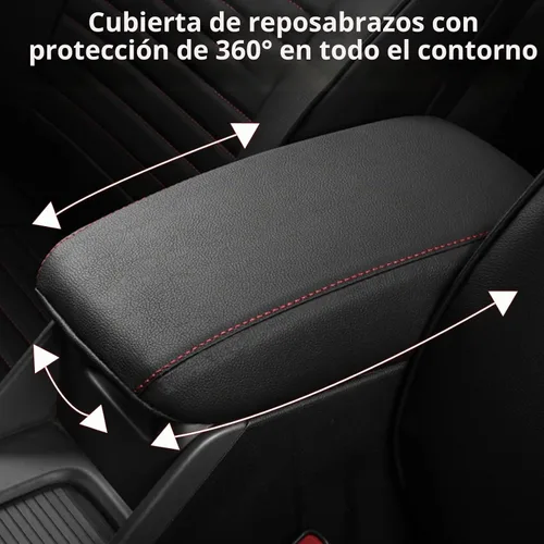 Vista 3 de AOMSAZTO - Fundas de consola para Nissan Sentra 2020, 2021, 2022, almohadilla para reposabrazos color negro con costuras rojas