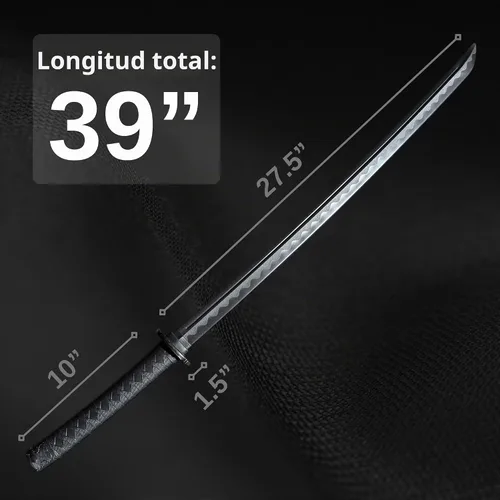 Vista 2 de E-BOGU Espada negra Katana de práctica de polipropileno (Hamon L-39)