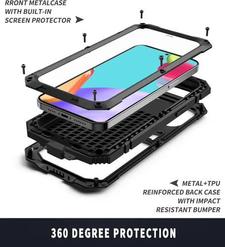 Vista 5 de Simicoo Compatible con Samsung A52 4G Funda de silicona híbrida militar a prueba de golpes, resistente, protector de pantalla integrado, cubierta