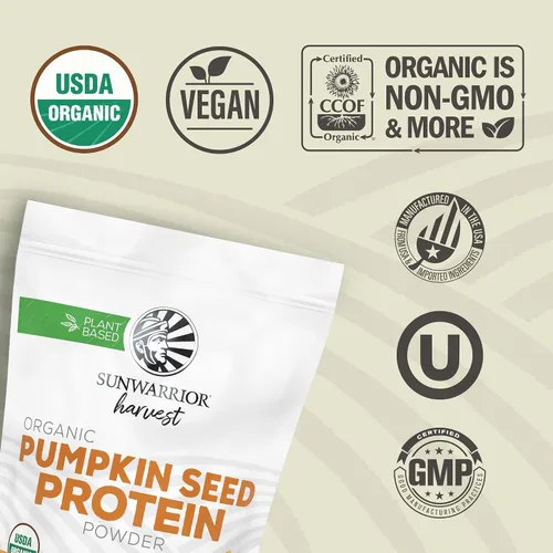 Vista 4 de Sunwarrior - Proteína en polvo de semillas de calabaza orgánica, sin sabor