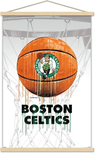 Vista 16 de Trends International NBA Boston Celtics - Póster de pared Drip Ball 20, 14.725 x 22.375 pulgadas, versión enmarcada de madera de granero Versión