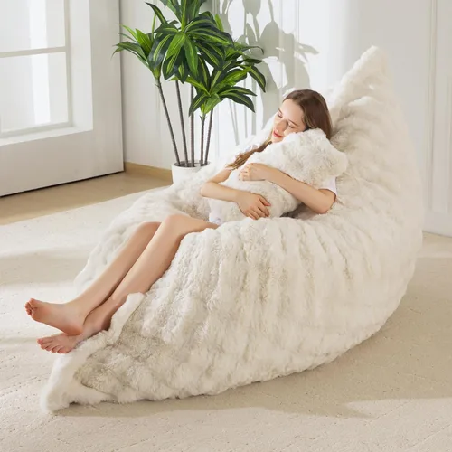 Vista 11 de MAXYOYO Puf gigante con almohada, silla convertible 3 en 1 Gris ceniza