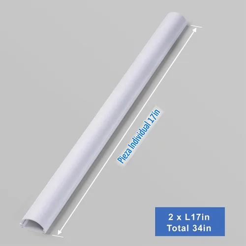 Vista 5 de ZhiYo Cable Hider de 34 pulgadas, para 2-4 cables, cubiertas de cable para montaje en pared, cubierta de cable, pared, canaleta de cable blanco, 2 x