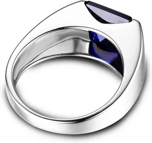 Vista 5 de JewelryPalace Men's Square 2-3ct Natural Smoky Quartz Created Ruby Alexandrite Sapphire Simulated Emerald Engagement Ring, 14K White Gold Plated 925