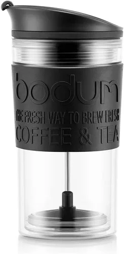 Vista 2 de Bodum Aislado 11102-01s - Pistón con tapa abatible, 0,35 litros, negro, transparente, plástico, 3.5 in