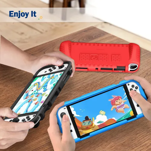 Vista 7 de Fintie Kids Case for Nintendo Switch OLED Model 2021 with Game Card Slots - [Kids Friendly] Ultralight Shockproof Protective Cover, Ergonomic Grip