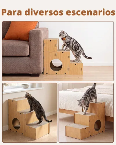 Vista 6 de Rascador para gatos, escaleras de cartón para mascotas de 17.3