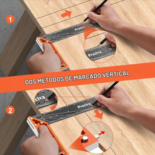 Vista 3 de Regla Cuadrada para Carpintería de 12" - Preciva Regla de Ángulo Recto Escuadra de Carpintero Herramienta de Diseño, Cuenta con Hoja de Acero