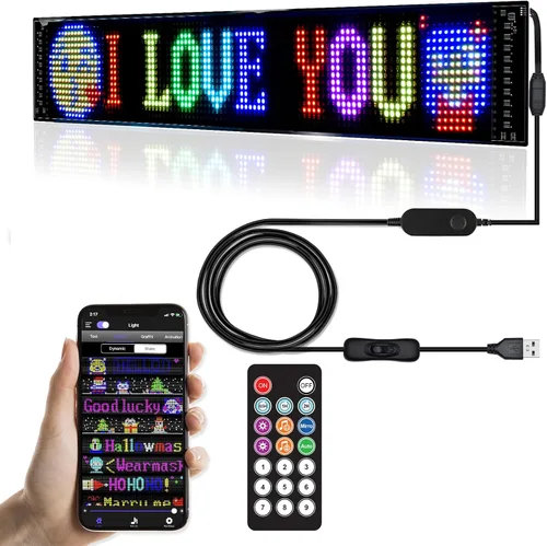 Vista 9 de Letreros LED para Coche, Control Programable por Aplicación Bluetooth, Editor de Texto DIY, Patrones, Animaciones para Coche, Sala
