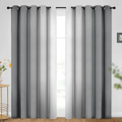 Vista 188 de SimpleHome Cortinas degradadas degradadas para oscurecer la habitación de 36 pulgadas de largo para dormitorio, con ojales y bloqueo de luz Negro