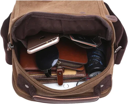 Vista 5 de mygreen Pequeño bolso cruzado de lona para el hombro, bolso de mensajero, bolso de trabajo