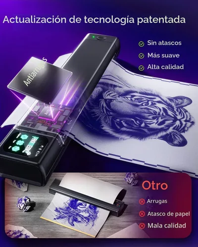 Vista 7 de Phomemo M08F Plus Touchscreen Tattoo Stencil Printer, Bluetooth, Thermal Negro