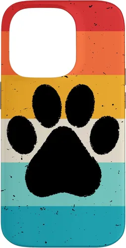Vista 17 de iPhone 16 Gato Perro Paw Print en estilo retro Vintage Case