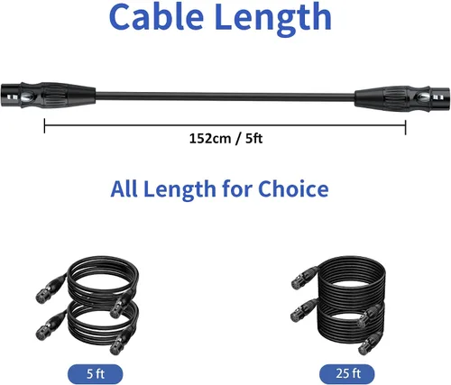 Vista 5 de SMALL-EYE Cable DMX de 5 pines hembra a hembra, paquete de 2 unidades de 5 pies, puente blindado de 4 núcleos para divisores de señal y paneles