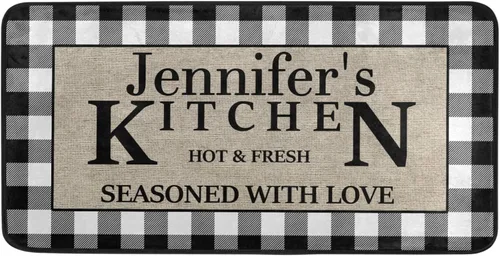 Vista 9 de Alfombras de cocina personalizadas con diseño de búfalo blanco, antideslizantes, acolchadas, antifatiga, para baño, cuarto de servicio, estar parado