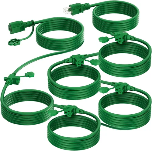 Vista 12 de K KASONIC - Cable de extensión para exteriores de 50 pies, enchufes con 6 tomas espaciados uniformemente, 16/3 SJTW resistente a la intemperie
