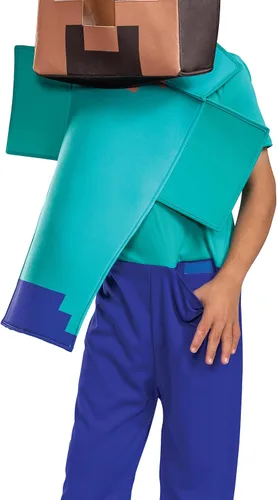 Vista 3 de Steve Disfraz para niños, disfraz oficial de Minecraft adaptado para disfraz y cabeza
