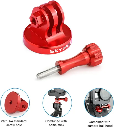 Vista 2 de Adaptador de trípode de aluminio - Perno - Adaptador para montaje monopie con tornillo de mariposa CNC de aluminio compatible con Gopro Hero 13 12