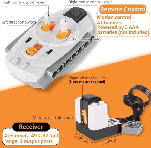 Vista 4 de VAOEVA Kit de motor 5 en 1 compatible con la mayoría de bloques de construcción con clavos, set de motor con potentes motores, funcionalidad
