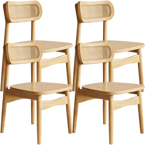 Vista 13 de YVYKFZD Juego de sillas de comedor de madera maciza, sillas de cocina sin brazos, silla de comedor con respaldo de ratán, cómoda silla lateral