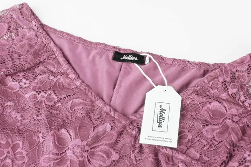 Vista 5 de Molliya - Vestido largo de maternidad de encaje y hombros descubiertos Maxi vestido elegante elástico, para baby shower y sesión de fotografías