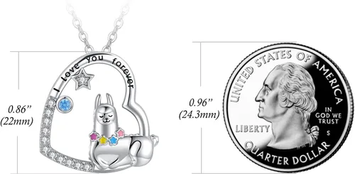 Vista 3 de TANGPOET Llama Necklace 925 Sterling Silver Alpaca Llama Pendant Jewelry Gifts for Women Girls with 18"+2" Cable Chain