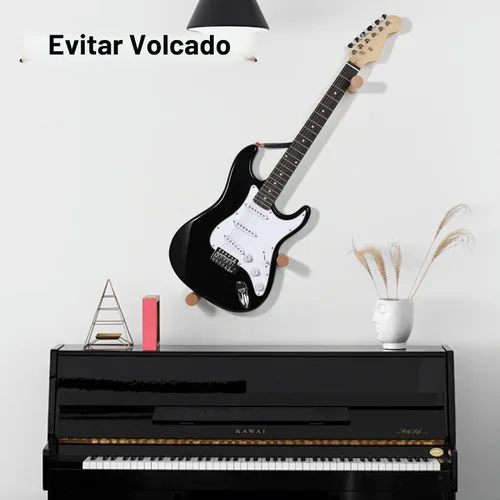 Vista 7 de Soporte de pared para guitarra eléctrica horizontal, suspensión de color madera