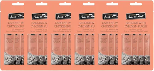 Vista 21 de Fussie Cat Golosinas prémium para gatos en puré de atún, golosinas para lamer, 3 paquetes de tubos de 4 a 0.5 onzas, (12 tubos en total), variedad