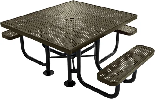 Vista 74 de COATEDOUTDOORFURNITURE Mesa de picnic cuadrada de 46 pulgadas, expandida, color negro