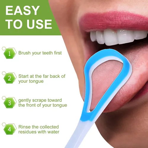 Vista 4 de Yerliker 10 unidades de limpiador de lengua, raspadores de lengua para adultos, cepillo oral portátil, herramientas de cuidado oral saludable