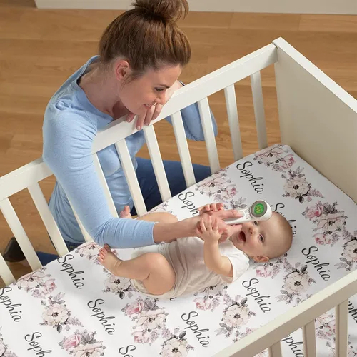 Vista 4 de Sábanas de bebé personalizadas para cuna con nombre, ropa de cama de bebé personalizada de 2 piezas para niños y niñas, sábanas ajustables