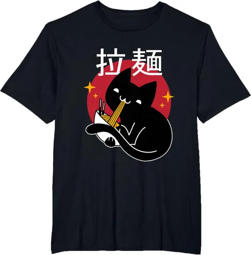 Vista 33 de Camiseta japonesa Ramen Noodle Cat, Negro