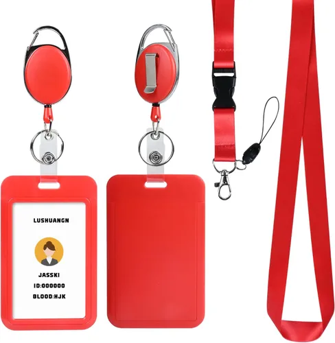 Vista 19 de Soporte retráctil para tarjetas de identificación con cordón separable, carrete de credencial resistente, llavero desmontable, soporte para tarjetas