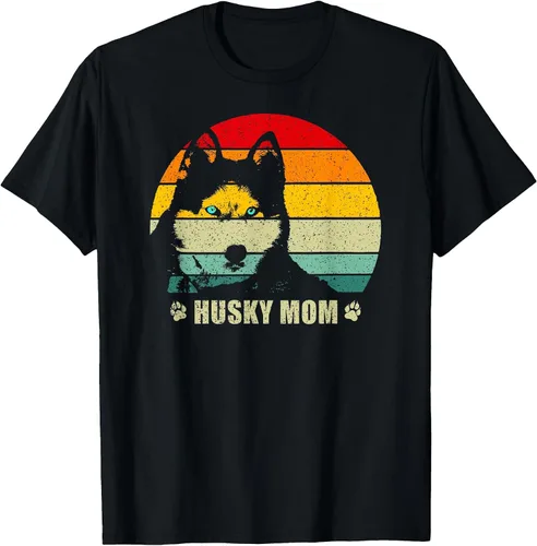 Vista 12 de Husky Mom Retro Dog Lover Mother Siberian Huskies Tee Women T-Shirt Asphalt Grey