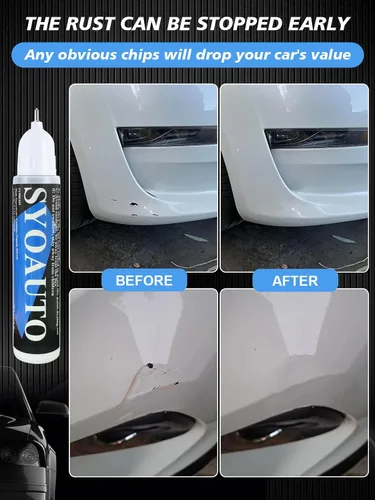 Vista 5 de SYOAUTO Blizzard Pearl 070 Pintura de retoque Fit para coches Toyota Pintura de retoque para autos Pincel y punta de reparación de arañazos 2 en 1