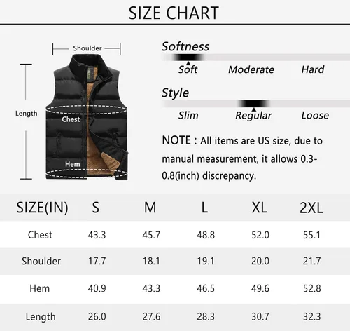Vista 5 de Vcansion Men's Outdoor Casual Stand Collar Padded Vest Coat