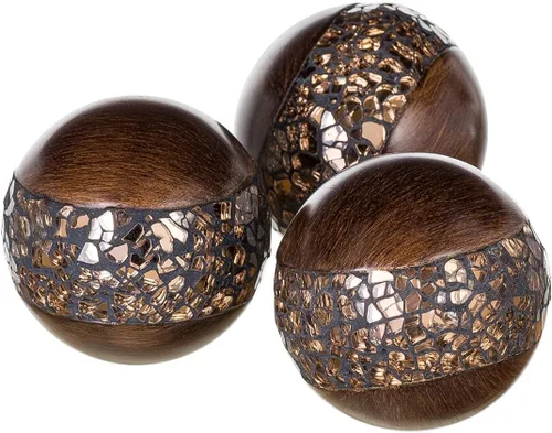 Vista 5 de Creative Scents Schonwerk - Orbes decorativos de nogal marrón para cuencos y rellenos de jarrones (juego de 3) bolas de resina para sala, comedor