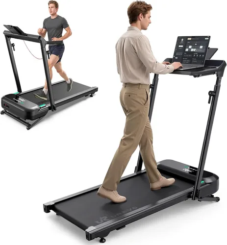 Vista 10 de UREVO Foldable Treadmill with Adjustable Laptop Desk, 12% Auto Incline Negro