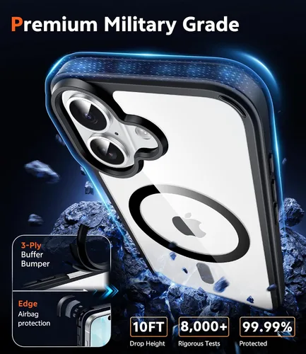 Vista 6 de FNTCASE Funda Transparente para iPhone 17: Fundas Magnéticas para Teléfono con Protector de Pantalla a Prueba de Caídas Compatible con Magsafe