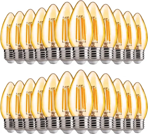 Vista 14 de FLSNT Bombillas LED de Araña Equivalentes a 40W, Bombillas LED Ámbar Regulables B11 E26 Base de Candelabro, 2200K Blanco Cálido, 330LM, Paquete de 6