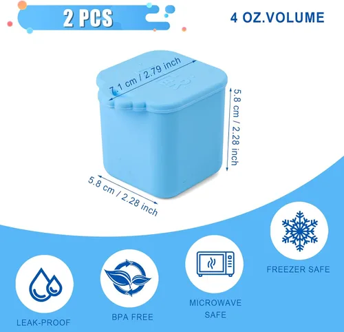Vista 2 de 2 recipientes de inmersión compatibles con recipientes de aderezo de ensalada de 4 onzas para llevar Silicone Container for Most Bento Lunch Box