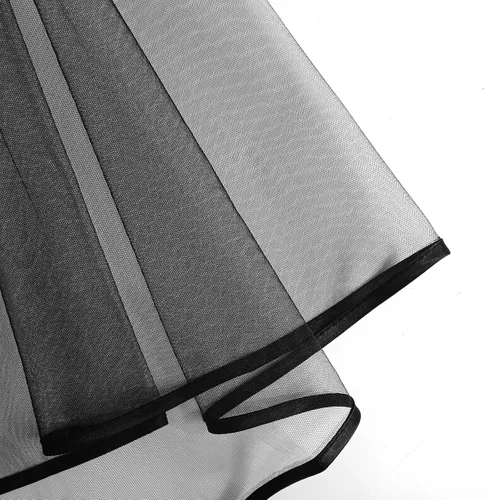 Vista 3 de Korty Wedding Veil,2/3 Tier Ribbon Edge Center Cascade Bridal Veil with Comb for Bachelorette Party Negro (Black - 2 Tier)