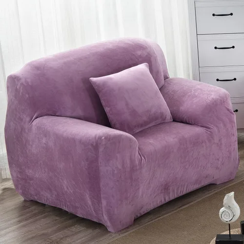Vista 9 de vctops Funda elástica para sofá de 4 plazas de terciopelo de felpa, 1 pieza, con parte inferior elástica, protector de muebles suave y esponjoso