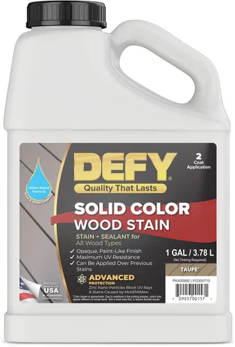 Vista 12 de DEFY Tinte de madera de color sólido - Piedra gris, 1 galón - Pintura duradera para terrazas y cercas de madera – Resistente a los rayos UV, pintura
