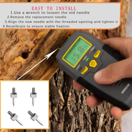 Vista 5 de Pasadores de repuesto PIN3 para medidor de humedad de rosca para General Tools MMD4E, RHMG650 y RHMG700DL accesorios para medidor de humedad